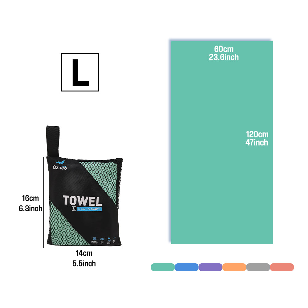 OZAEO Quick Dry Sports Towel | Lightweight Microfiber Gym & Travel Towel with Mesh Bag