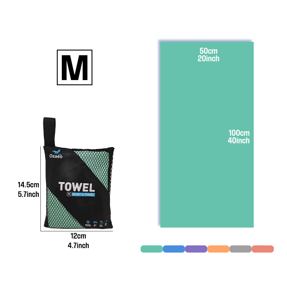 OZAEO Quick Dry Sports Towel | Lightweight Microfiber Gym & Travel Towel with Mesh Bag