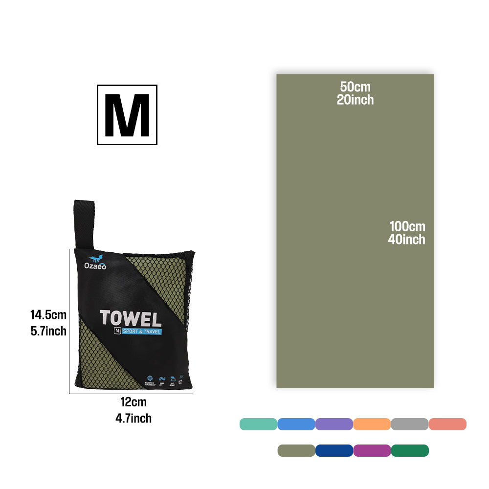 OZAEO Quick Dry Sports Towel | Lightweight Microfiber Gym & Travel Towel with Mesh Bag