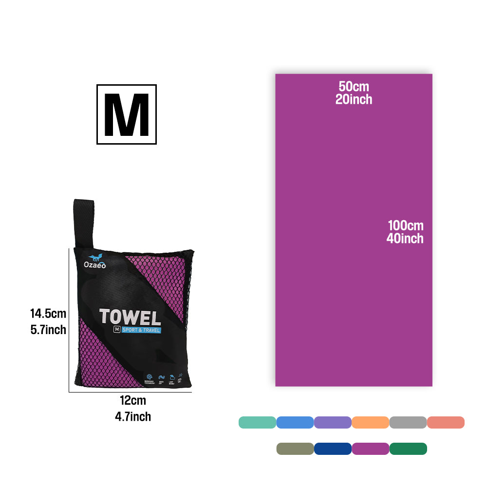 OZAEO Quick Dry Sports Towel | Lightweight Microfiber Gym & Travel Towel with Mesh Bag