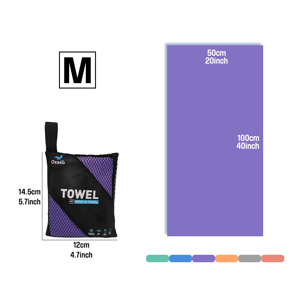 OZAEO Quick Dry Sports Towel | Lightweight Microfiber Gym & Travel Towel with Mesh Bag