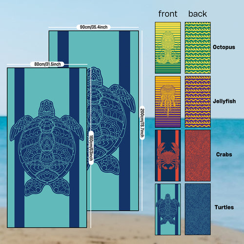 OZAEO Double-Sided Printed Microfiber Beach Towel | Quick Dry, Ultra Absorbent Travel Towel