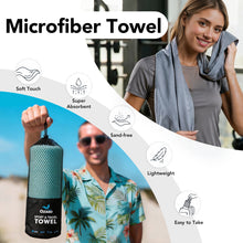 Load image into Gallery viewer, Ozaeo Premium Multi-Purpose Towel Set (2-Pack) | Super Absorbent Travel &amp; Sports Towels (50x100cm &amp; 80x180cm) with Portable Mesh Carrying Bag