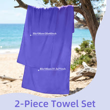 Load image into Gallery viewer, Ozaeo Premium Multi-Purpose Towel Set (2-Pack) | Super Absorbent Travel &amp; Sports Towels (50x100cm &amp; 80x180cm) with Portable Mesh Carrying Bag