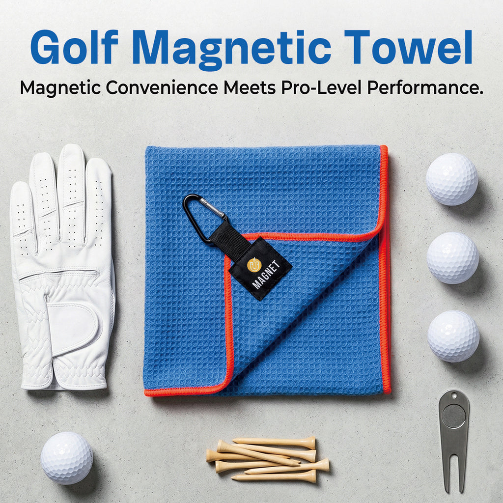 Magnet and Portable Pouch, Quick-Dry Ozaeo Microfiber Golf Towel for Golf Bags,Custom Towel Gifts for Men or Women (Black/Gray)