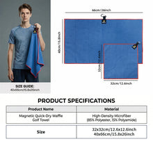 Load image into Gallery viewer, OZAEO Magnetic Golf Towel | Quick Dry Microfiber Golf Bag Towel with Carabiner Clip | Golf Accessories Gift for Men Women
