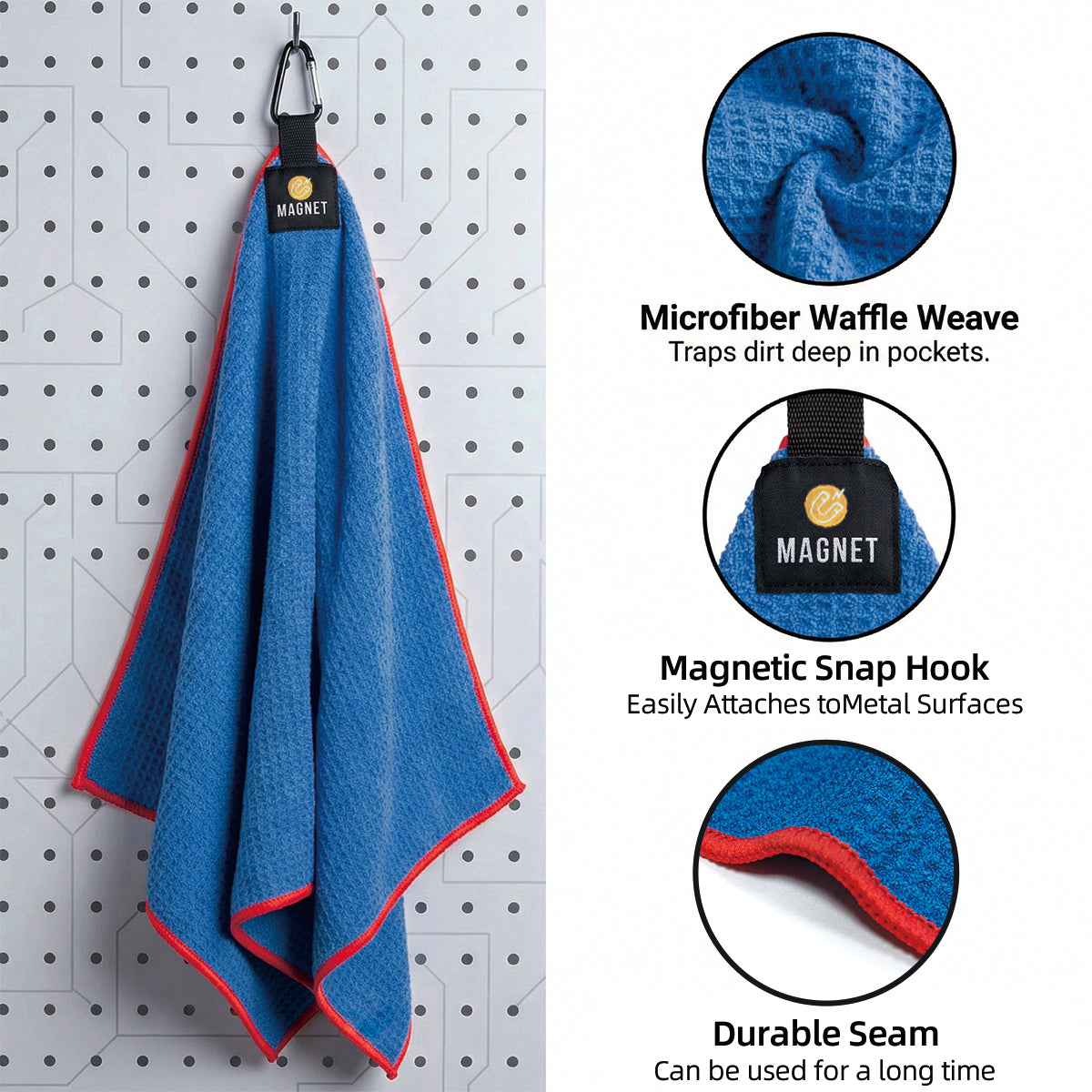 Magnet and Portable Pouch, Quick-Dry Ozaeo Microfiber Golf Towel for Golf Bags,Custom Towel Gifts for Men or Women (Black/Gray)