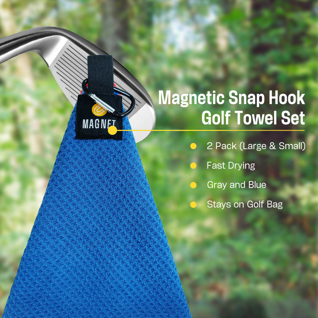 Magnet and Portable Pouch, Quick-Dry Ozaeo Microfiber Golf Towel for Golf Bags,Custom Towel Gifts for Men or Women (Black/Gray)