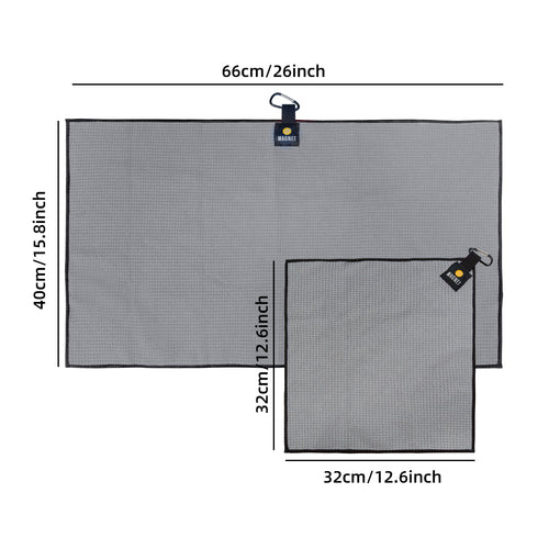 Magnet and Portable Pouch, Quick-Dry Ozaeo Microfiber Golf Towel for Golf Bags,Custom Towel Gifts for Men or Women (Black/Gray)