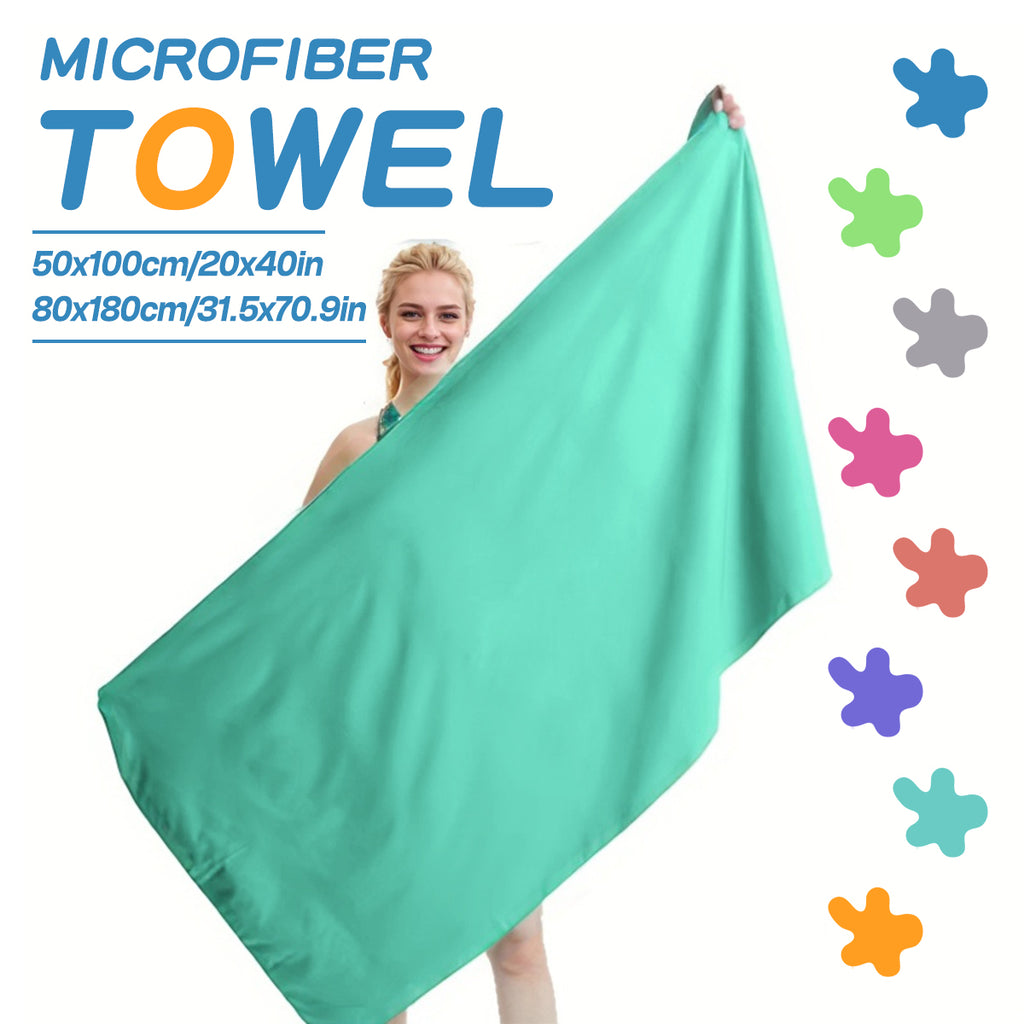 Ozaeo Premium Multi-Purpose Towel Set (2-Pack) | Super Absorbent Travel & Sports Towels (50x100cm & 80x180cm) with Portable Mesh Carrying Bag