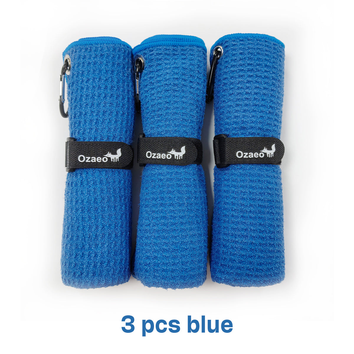 OZAEO Golf Towels 3-Pack | Quick Dry Microfiber Golf Bag Towel with Carabiner Clip | Custom Golf Gifts