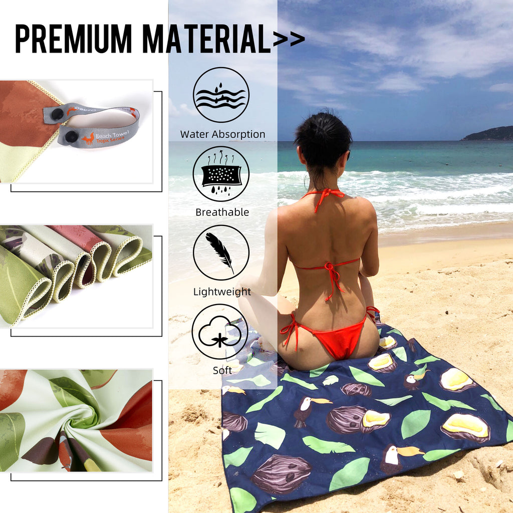 Ozaeo Microfiber Beach Towel, Quick Dry Travel Towel Sand Free Pool Towel, Lightweight Super Absorbent Compact Fast Drying Camping Towels for Swimming Hiking Gym Yoga 31.5*63in