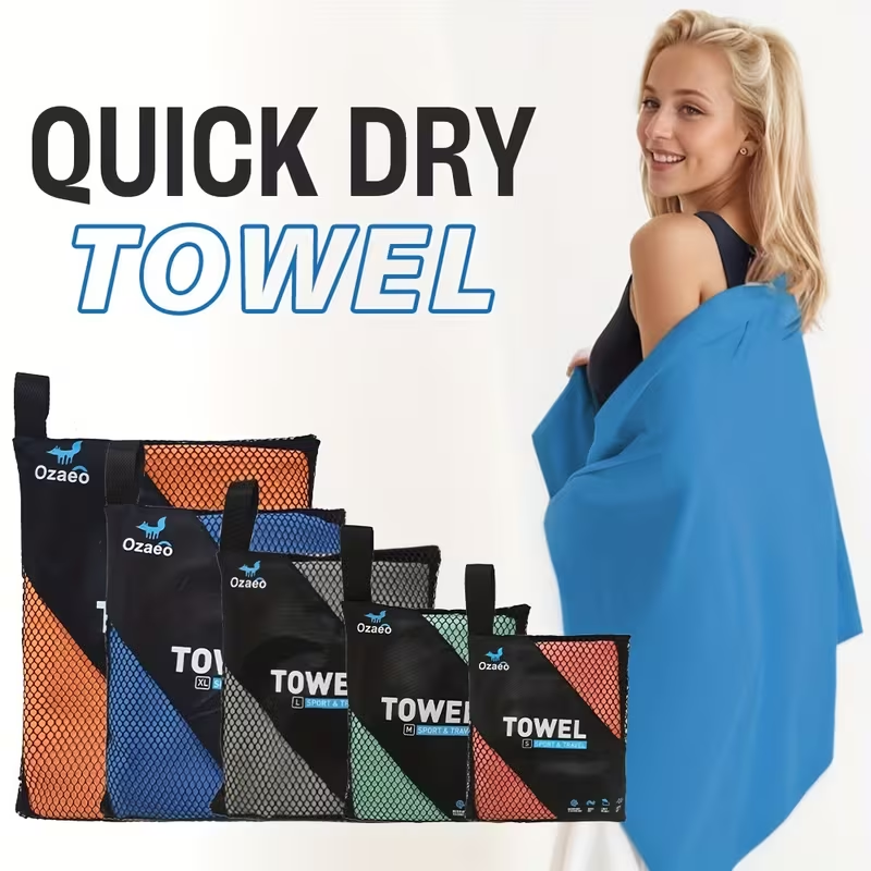 OZAEO Quick Dry Sports Towel | Lightweight Microfiber Gym & Travel Towel with Mesh Bag