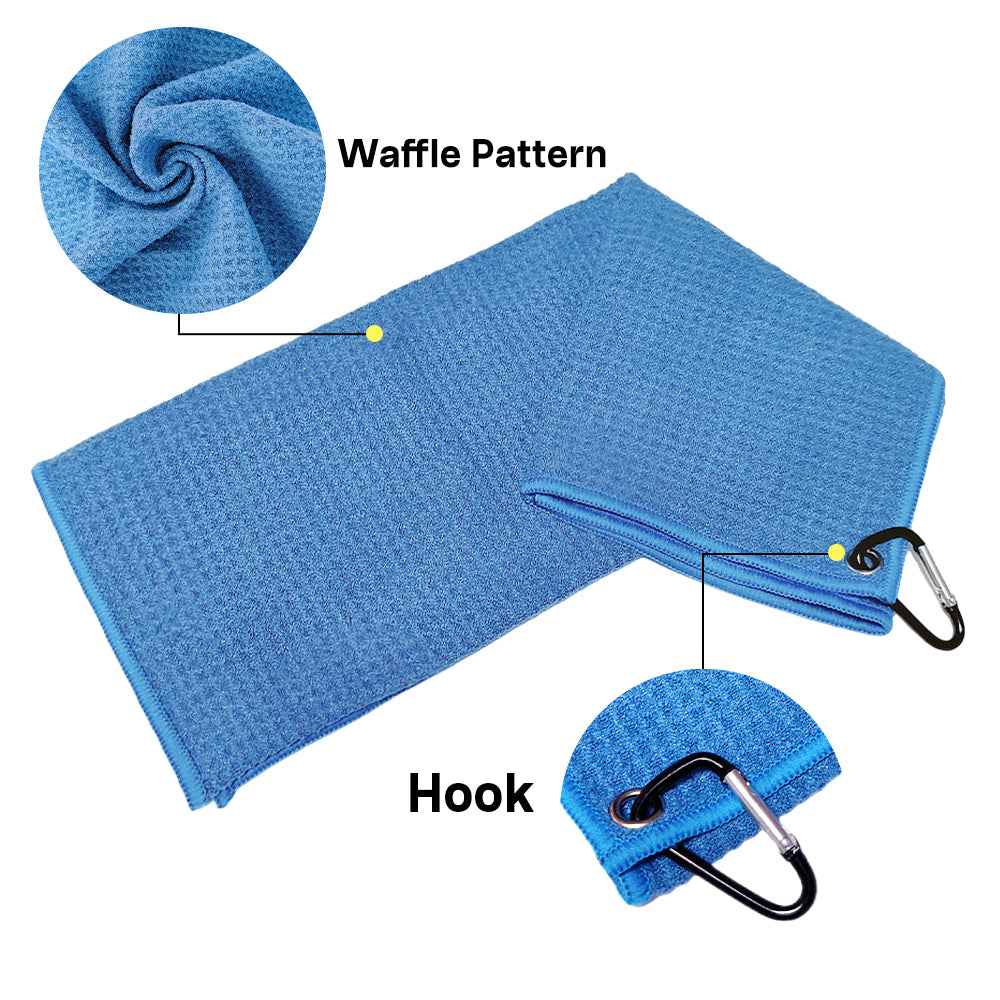 OZAEO Golf Towels 3-Pack | Quick Dry Microfiber Golf Bag Towel with Carabiner Clip | Custom Golf Gifts
