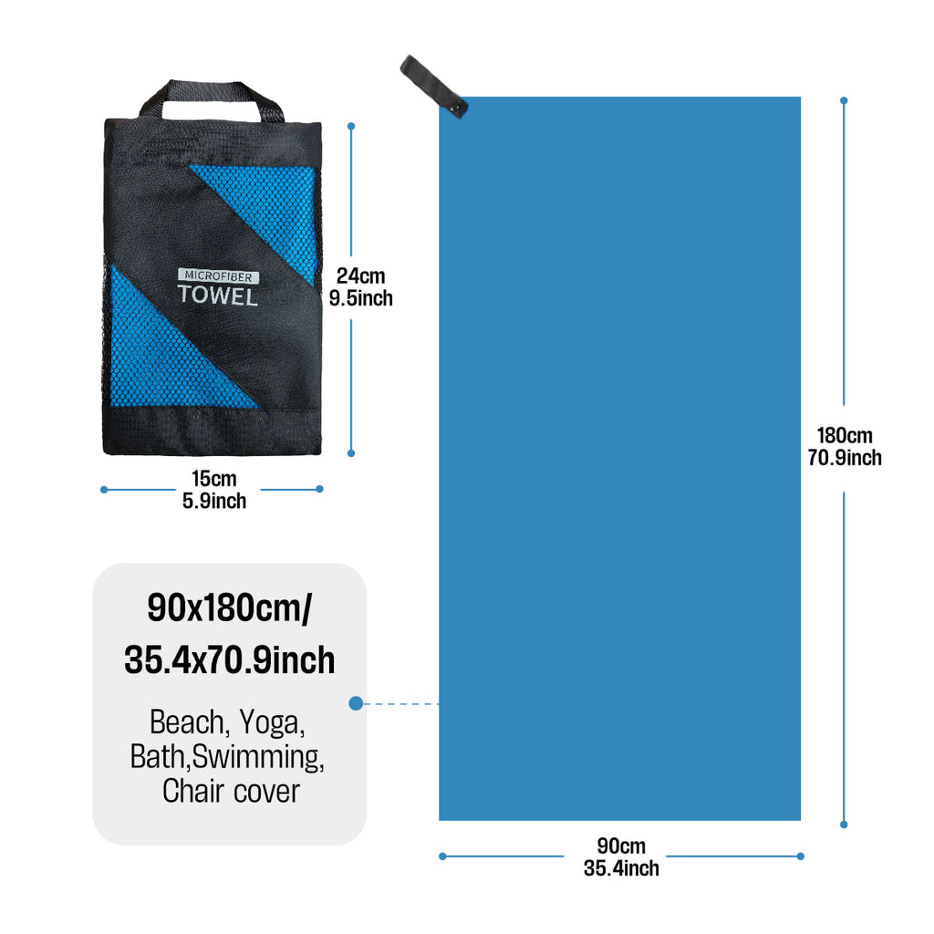 Large Microfiber Beach Towel – Quick Dry Travel Towel 90×180cm