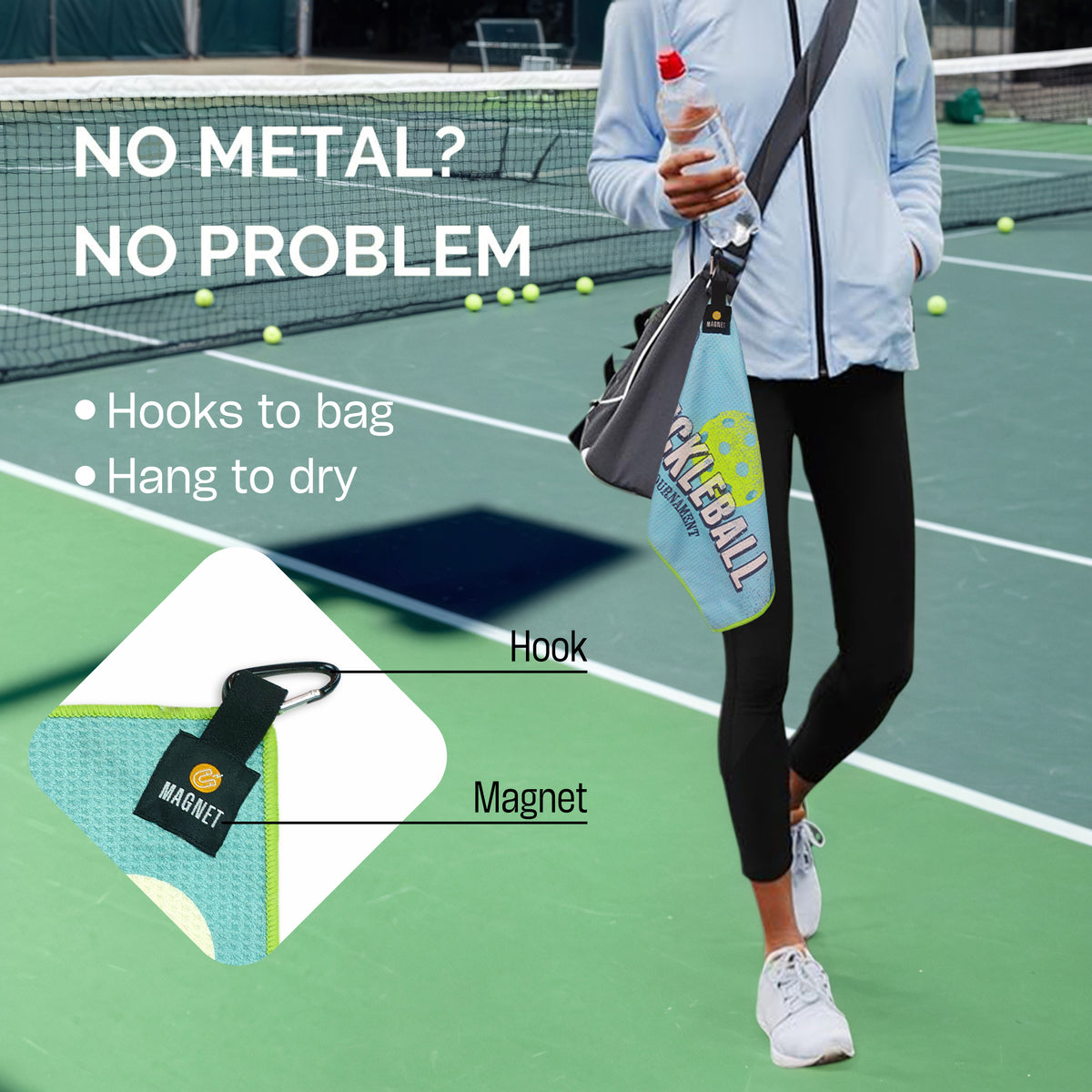 OZAEO Pickleball Towels 2-Pack | Quick Dry Sweat Towel with Magnetic Carabiner | Fun Pickleball Gifts for Women Men