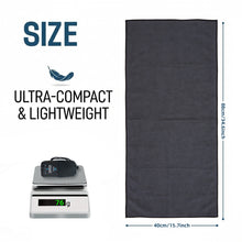 Load image into Gallery viewer, Ozaeo Absorbent Black Sports Towel 40x88cm, Compact Workout &amp; Gym Towel with Mesh Cylinder Pouch for Fitness, Running, Yoga