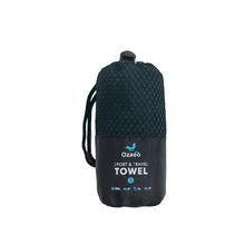 Load image into Gallery viewer, Ozaeo Absorbent Black Sports Towel 40x88cm, Compact Workout &amp; Gym Towel with Mesh Cylinder Pouch for Fitness, Running, Yoga