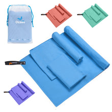 OZAEO 3-Size Microfiber Travel Towel Set | Quick Dry & Ultra Absorbent Towels with PE Drawstring Bag