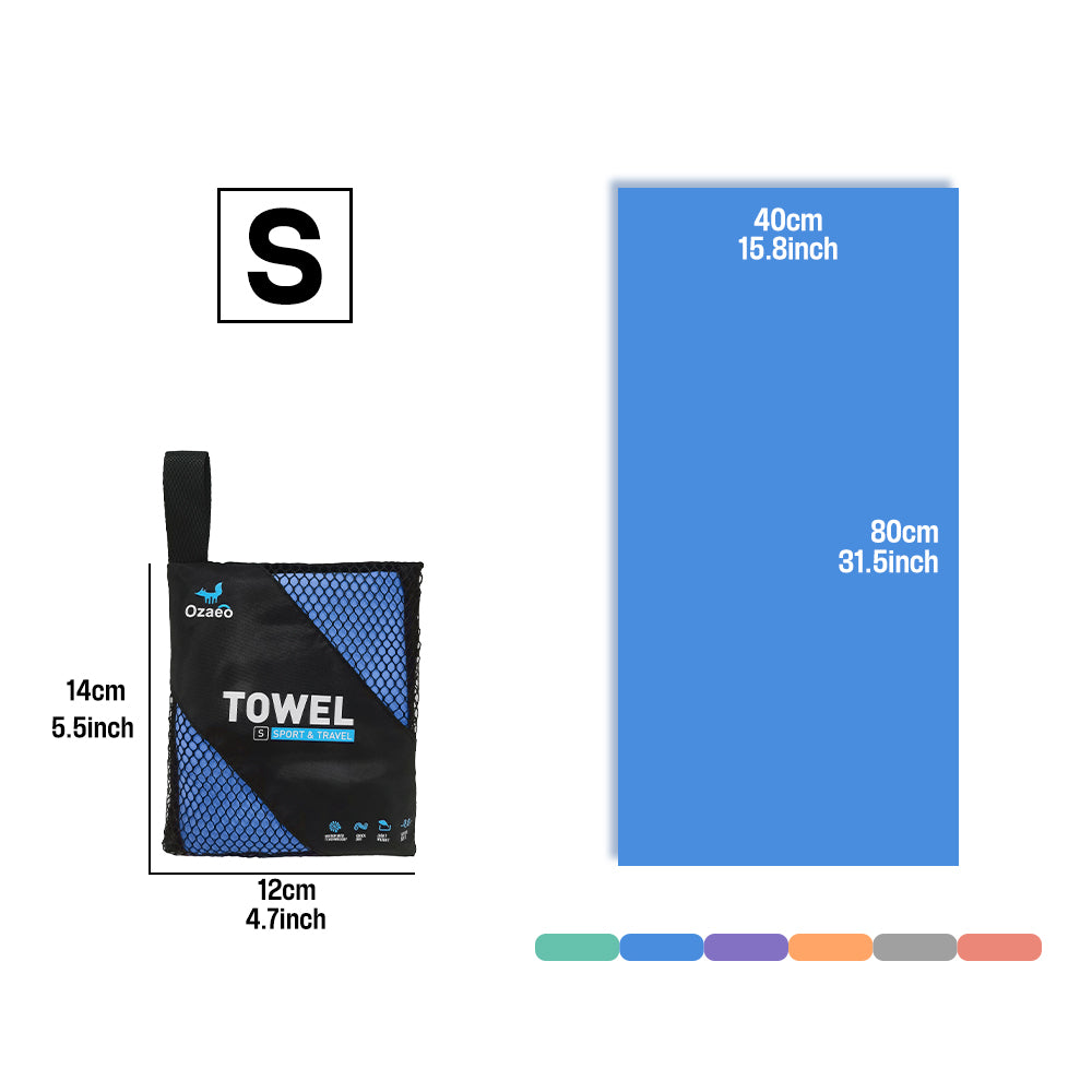 OZAEO Quick Dry Sports Towel | Lightweight Microfiber Gym & Travel Towel with Mesh Bag