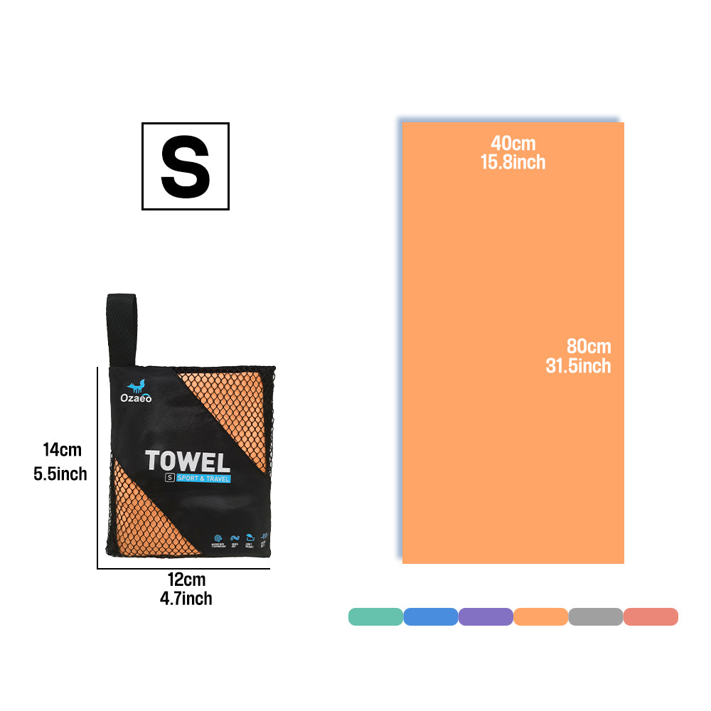 OZAEO Quick Dry Sports Towel | Lightweight Microfiber Gym & Travel Towel with Mesh Bag