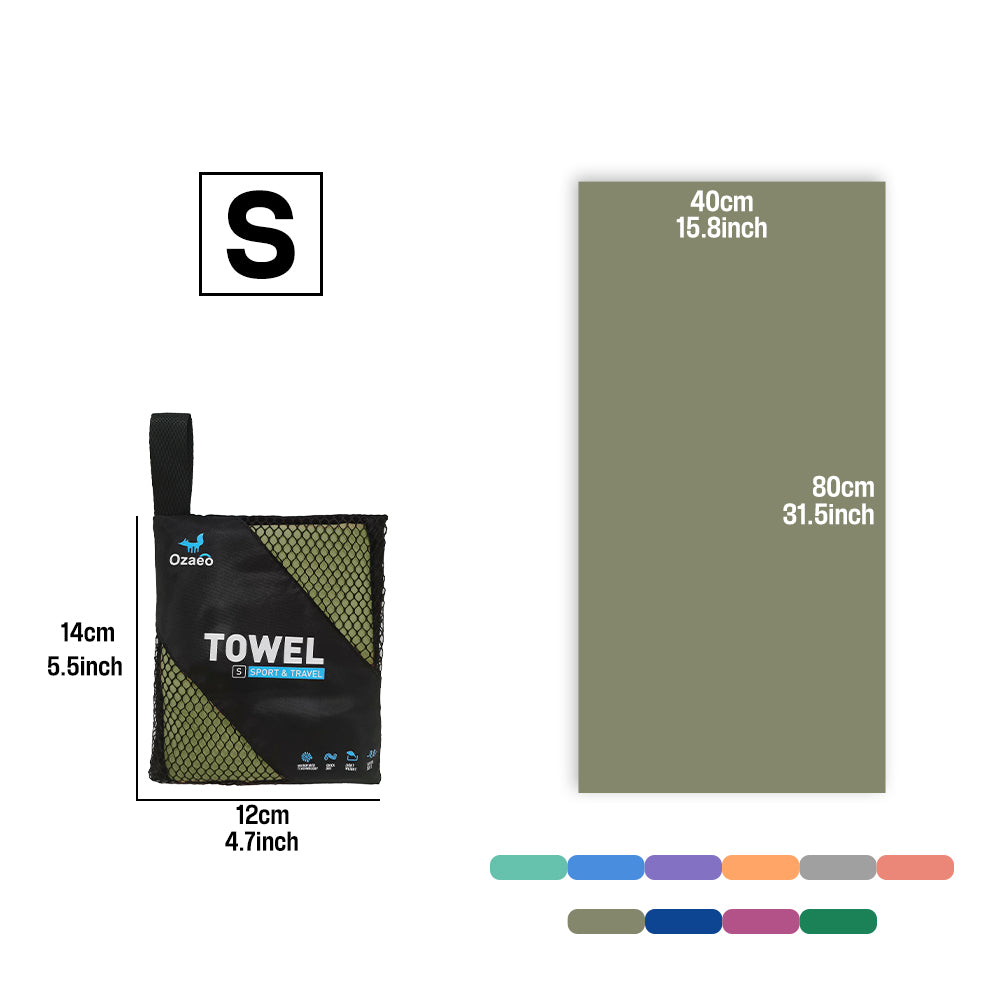 OZAEO Quick Dry Sports Towel | Lightweight Microfiber Gym & Travel Towel with Mesh Bag