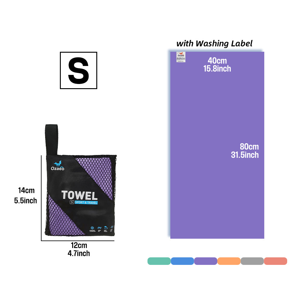 OZAEO Quick Dry Sports Towel | Lightweight Microfiber Gym & Travel Towel with Mesh Bag