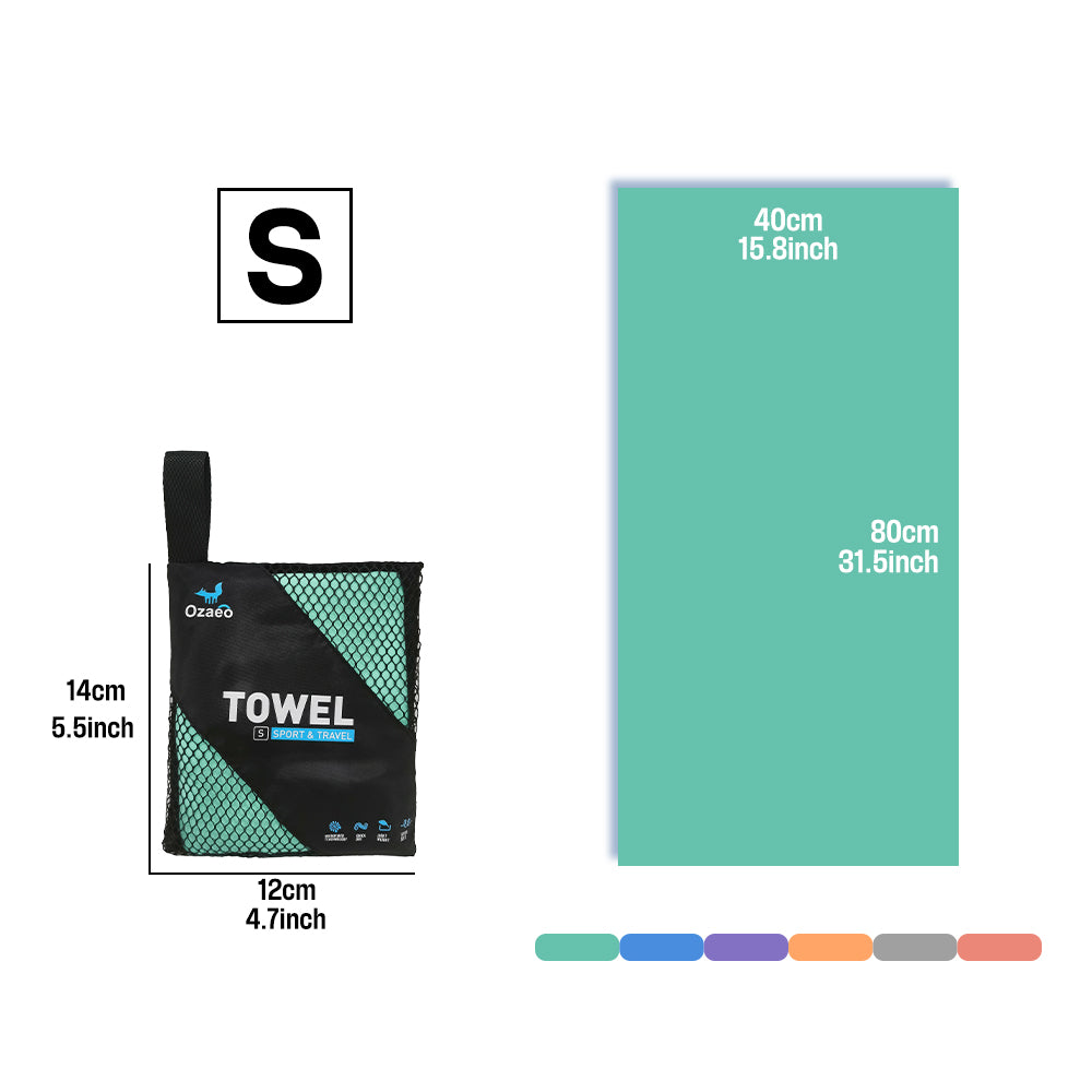 OZAEO Quick Dry Sports Towel | Lightweight Microfiber Gym & Travel Towel with Mesh Bag