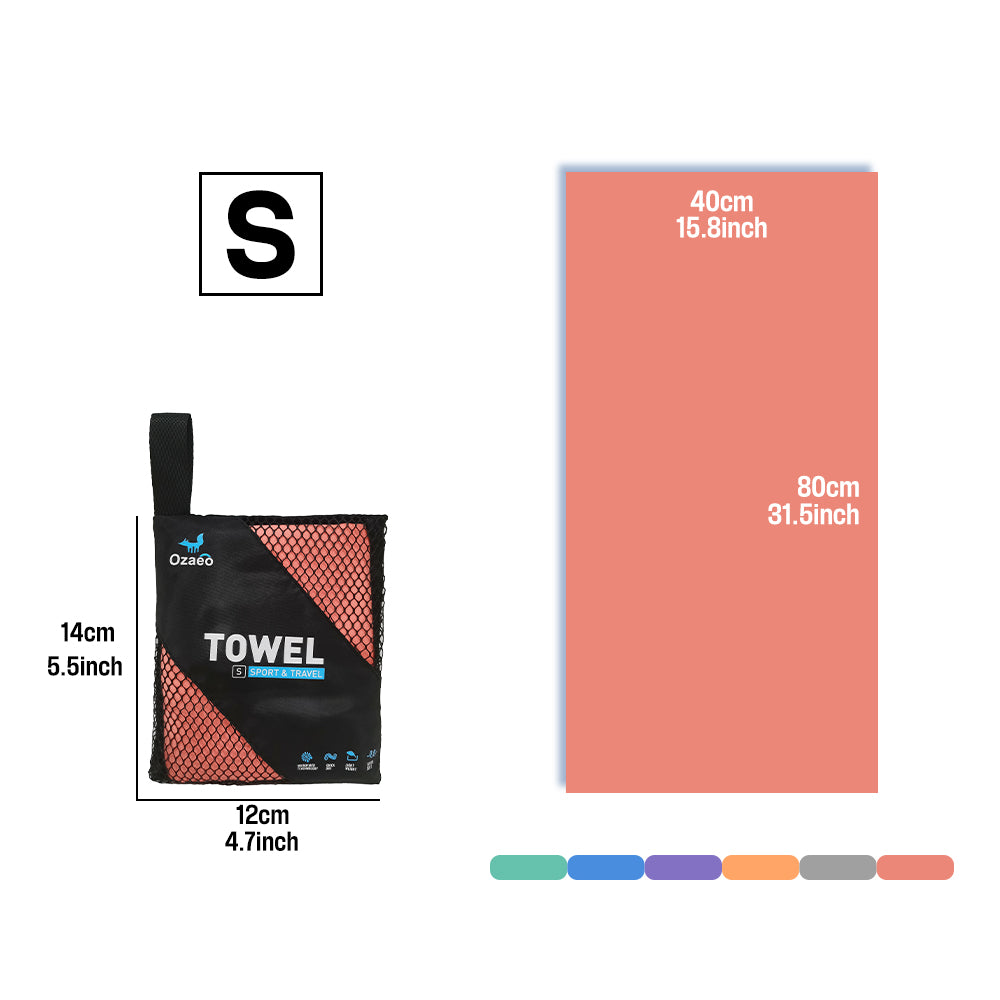 OZAEO Quick Dry Sports Towel | Lightweight Microfiber Gym & Travel Towel with Mesh Bag