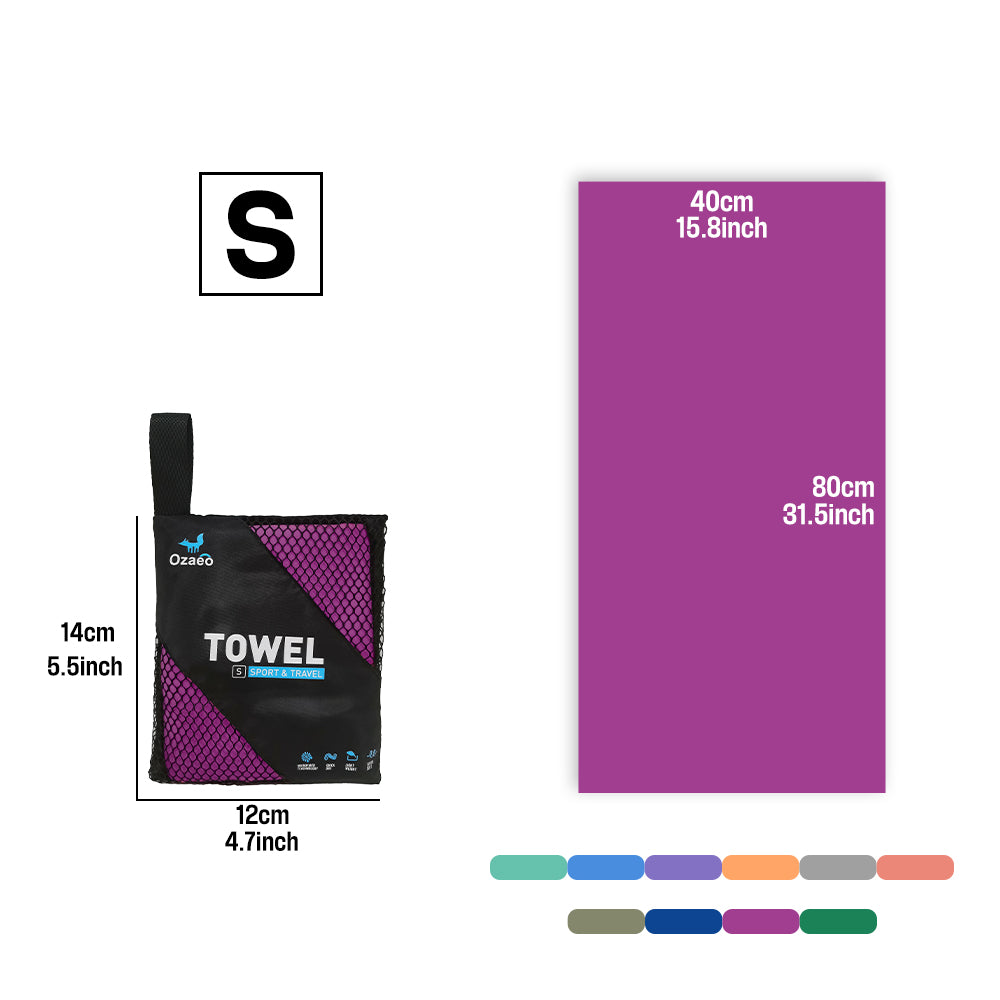 OZAEO Quick Dry Sports Towel | Lightweight Microfiber Gym & Travel Towel with Mesh Bag