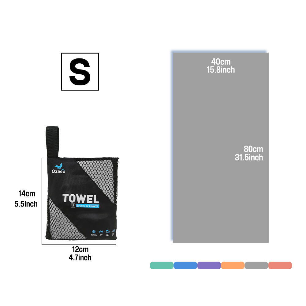 OZAEO Quick Dry Sports Towel | Lightweight Microfiber Gym & Travel Towel with Mesh Bag