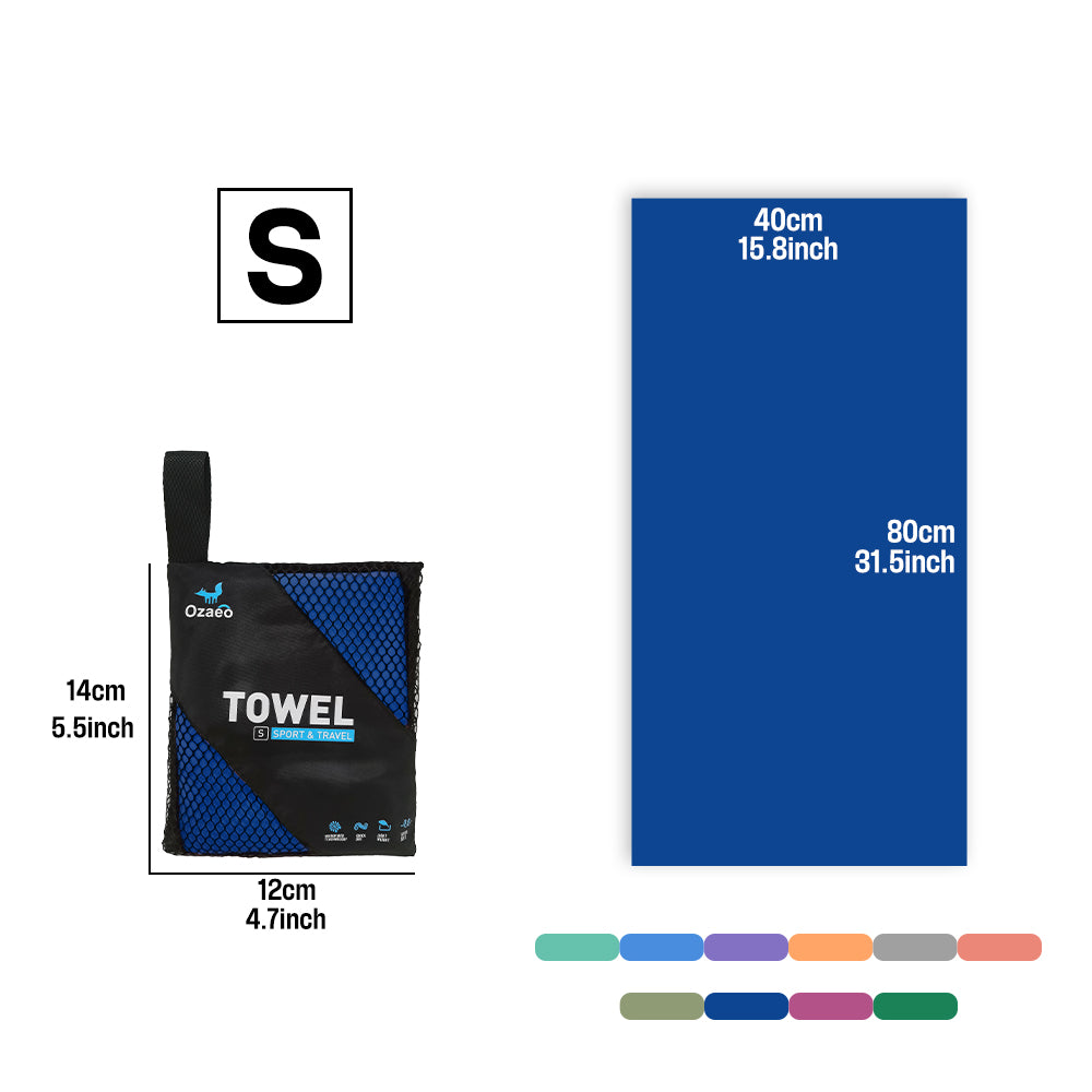 OZAEO Quick Dry Sports Towel | Lightweight Microfiber Gym & Travel Towel with Mesh Bag