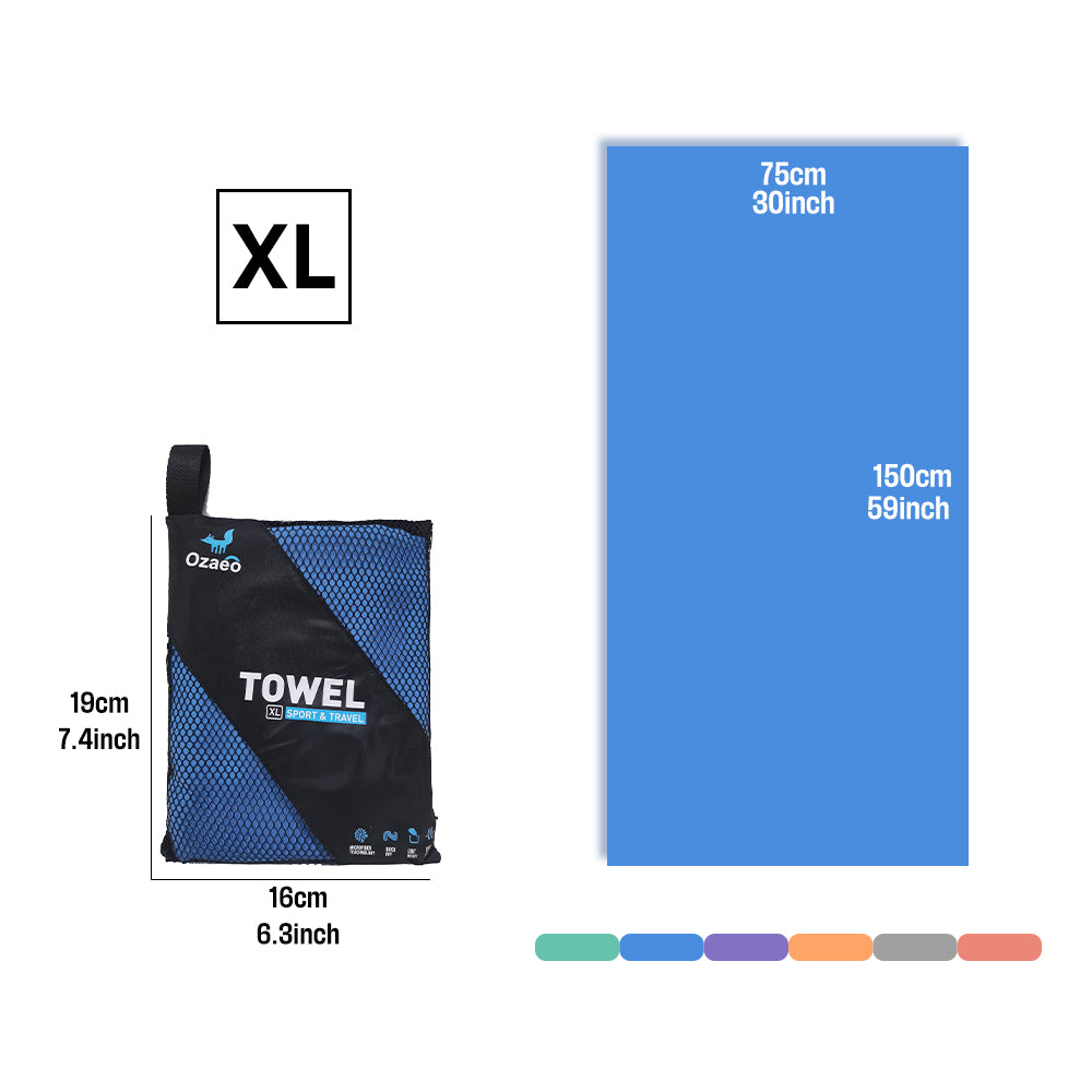 OZAEO Quick Dry Sports Towel | Lightweight Microfiber Gym & Travel Towel with Mesh Bag
