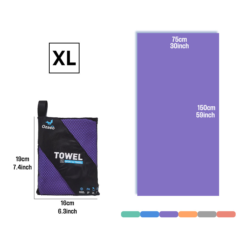OZAEO Quick Dry Sports Towel | Lightweight Microfiber Gym & Travel Towel with Mesh Bag
