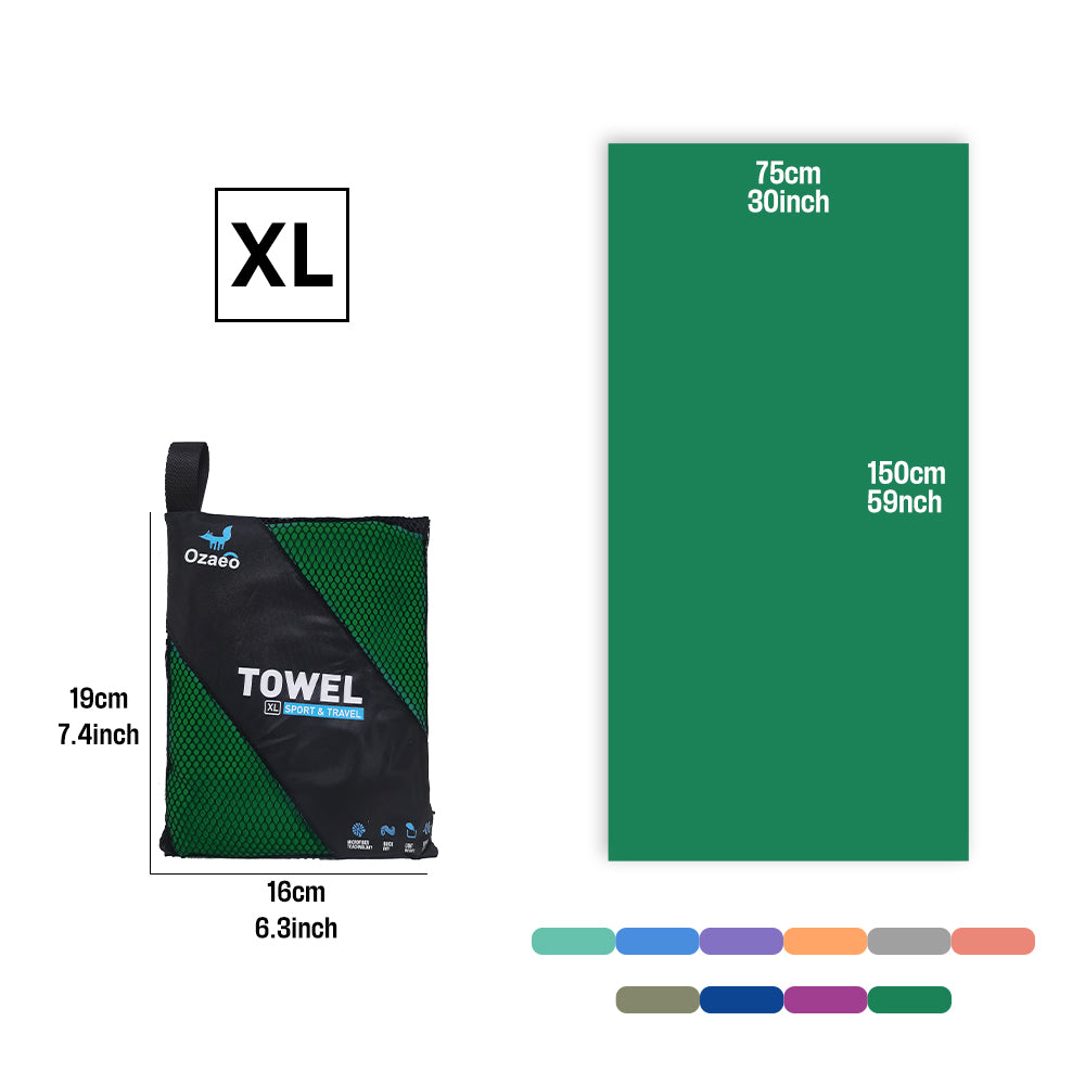 OZAEO Quick Dry Sports Towel | Lightweight Microfiber Gym & Travel Towel with Mesh Bag