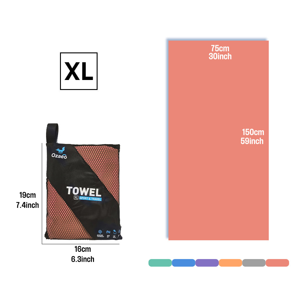 OZAEO Quick Dry Sports Towel | Lightweight Microfiber Gym & Travel Towel with Mesh Bag