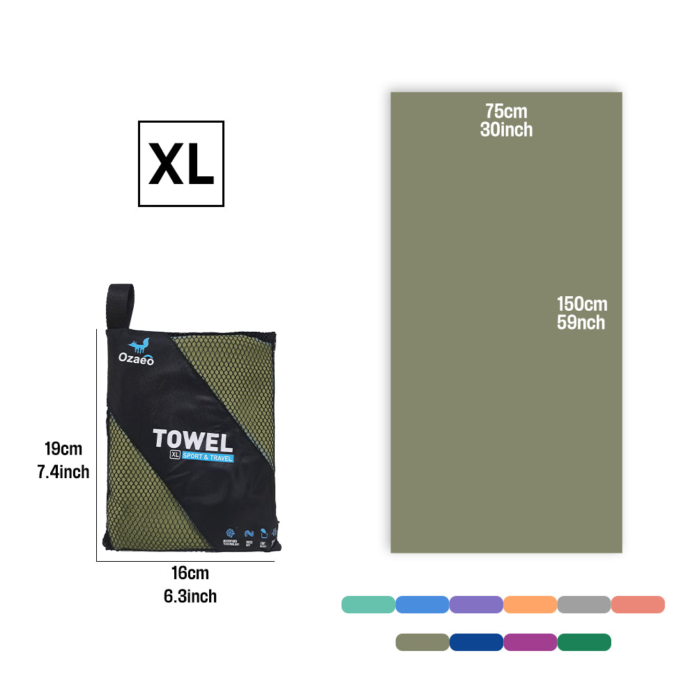OZAEO Quick Dry Sports Towel | Lightweight Microfiber Gym & Travel Towel with Mesh Bag