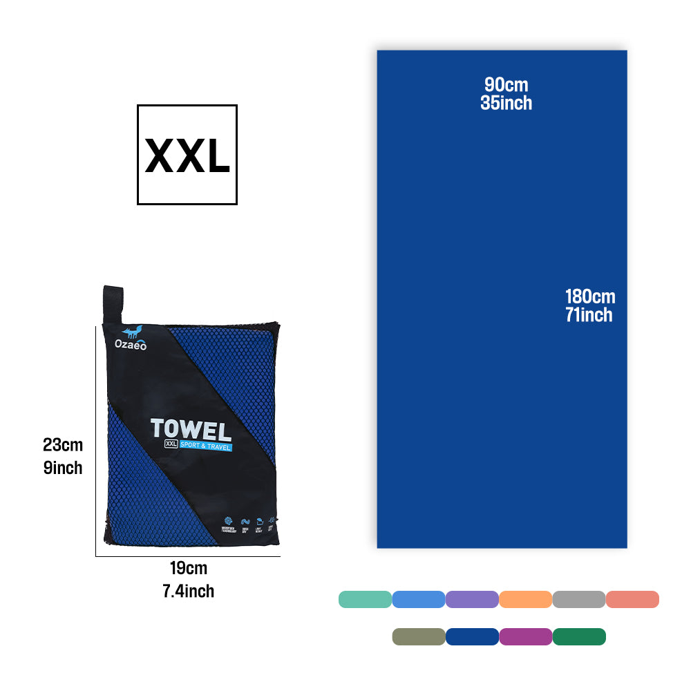 OZAEO Quick Dry Sports Towel | Lightweight Microfiber Gym & Travel Towel with Mesh Bag