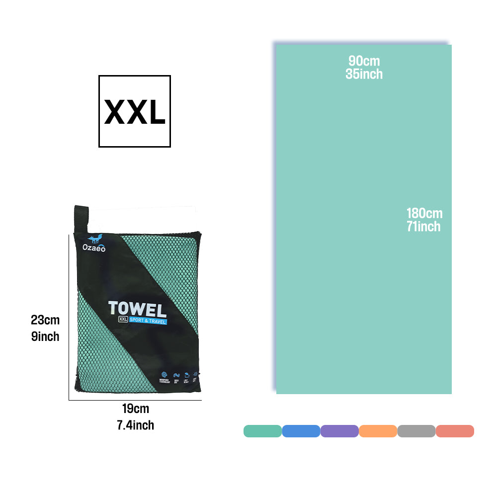 OZAEO Quick Dry Sports Towel | Lightweight Microfiber Gym & Travel Towel with Mesh Bag