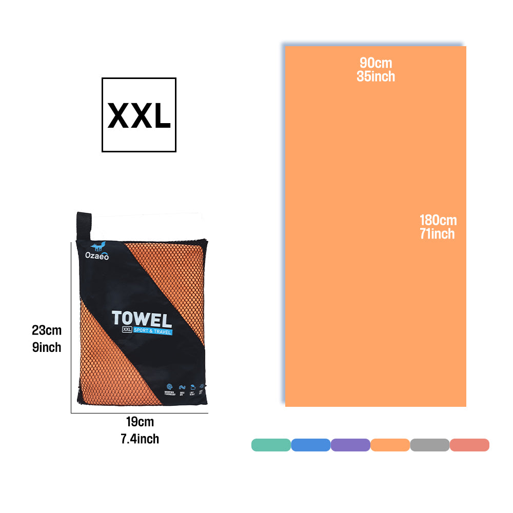 OZAEO Quick Dry Sports Towel | Lightweight Microfiber Gym & Travel Towel with Mesh Bag