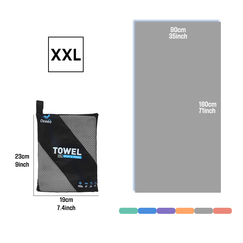 OZAEO Quick Dry Sports Towel | Lightweight Microfiber Gym & Travel Towel with Mesh Bag