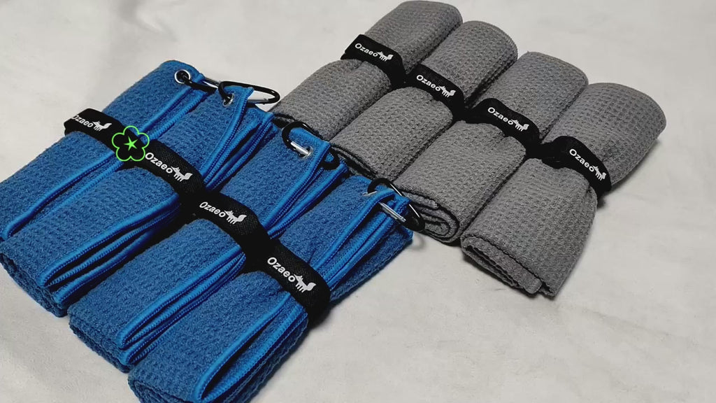OZAEO Golf Towels 3-Pack | Quick Dry Microfiber Golf Bag Towel with Carabiner Clip | Custom Golf Gifts